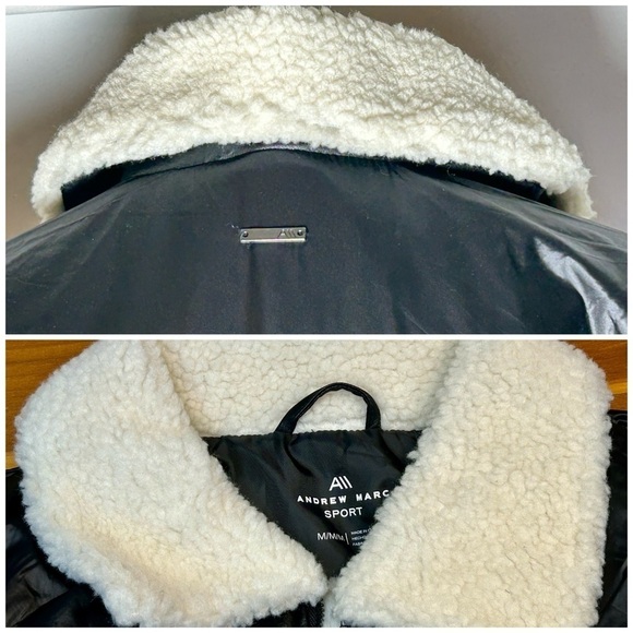 NEW Ciré Faux Shearling Puffer Jacket in Black & Cream, Size Medium - Picture 11 of 16